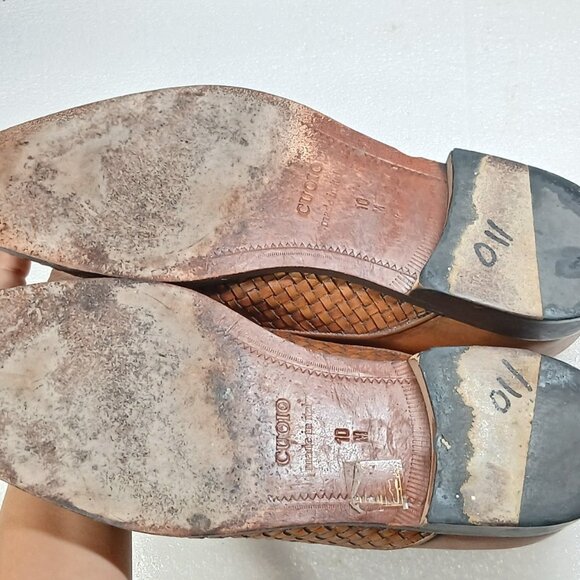 Saks Fifth Avenue Woven Leather Slip-On Loafers Mens 10 Made in Italy Good Cond - Picture 5 of 16